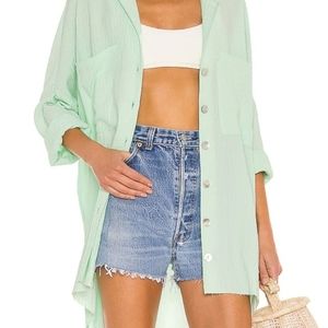 Show Me Your MuMu John's Button Down Shirt in Green Melon; Size Medium